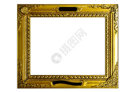 白色背景的旧古金框Name风俗金子盒子乡村风格展览边界绘画纹饰边缘图片