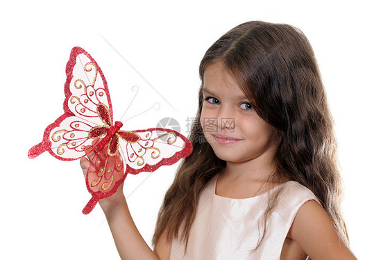 带着蝴蝶的小女孩在手里生活女孩女性女儿头发孩子童年眼睛图片