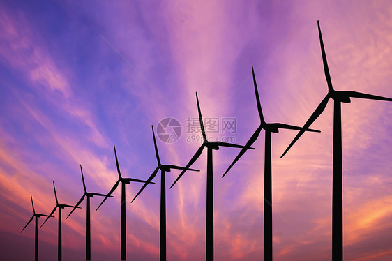 风力涡轮机发电机涡轮日出风车轮机环境天空水平团体活力发电图片
