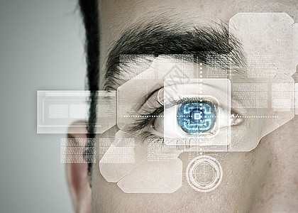 眼的识别技术传感器扫描机密控制鉴别密码编码身份安全图片