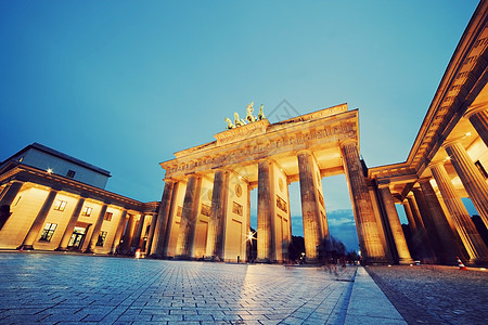德国柏林勃兰登堡门建筑纪念碑观光照明吸引力雕像中心景观首都国家图片