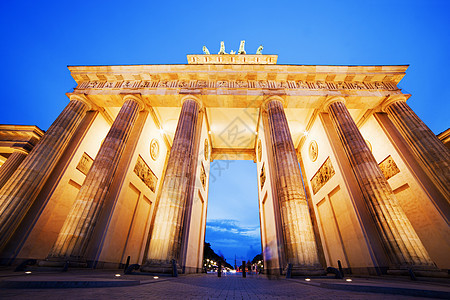 德国柏林勃兰登堡门国家照明金子旅游地标纪念碑广场建筑首都城市图片