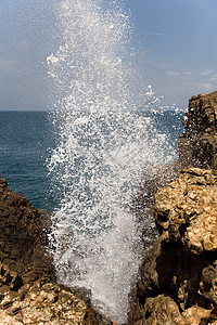 海洋中喷泉     吹孔 斯里兰卡运动气泡天空海滩溪流液体旅行波纹阳光假期图片