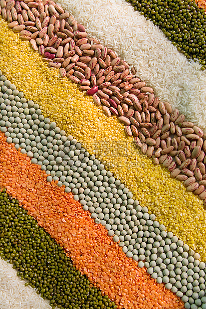 有色条纹的干谷状物食物扁豆豆类宏观大豆种子对角线收藏蔬菜图片