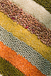 有色条纹的干谷蔬菜豆类碎粒橙子对角线团体食物扁豆收藏宏观图片