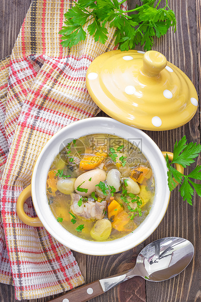 豆汤香菜香料土豆美食菜豆猪肉盘子厨房牛肉草本植物图片