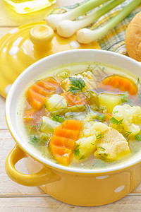 蔬菜汤馒头用餐鸡汤豆类草本植物盘子食物乡村土豆美食图片