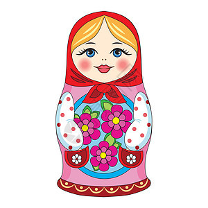 俄罗斯娃娃生长手工插图套娃友谊展示文化头巾塑像范例背景图片