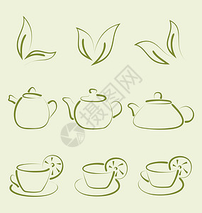 草药茶 成套杯子和茶壶图片