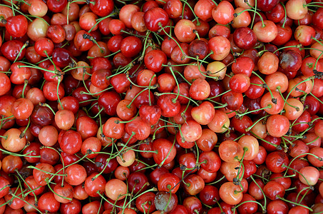 樱桃大部分肉质食物红色贸易市场水果果汁背景图片