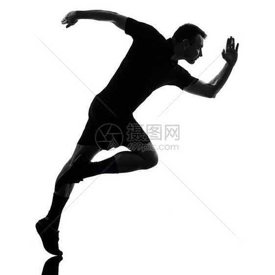 男子跑步运行的环影短跑白色阴影男性跑步慢跑者运动员赛跑者运动成人图片