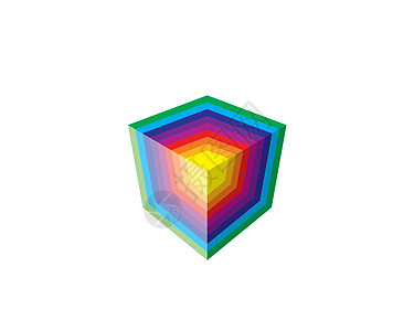 白色背景上孤立的多彩频谱矢量立方体设计互联网盒子船运光谱正方形插图几何学艺术推广折纸图片