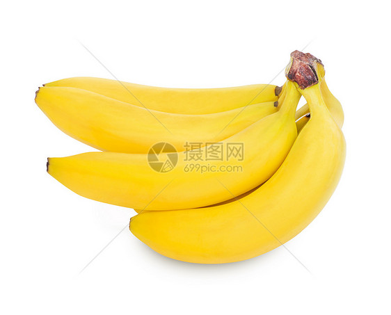 一群被白种背景孤立的香蕉食物黄色水果宏观皮肤热带组织白色小吃剪裁图片