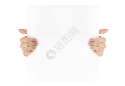 广告 手持白纸空纸手臂空白办公室笔记卡片广告牌横幅标语框架白色图片