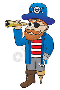 卡通插画 海盗透过间谍眼镜寻找的图案图片