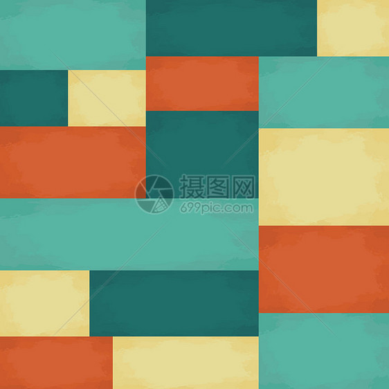 无缝几何图案橙子装饰长方形网络纺织品风格蓝色织物墙纸插图图片