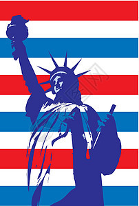 纽约市自由女神像雕塑长袍城市自由女性塑像天空蓝色雕像插图图片