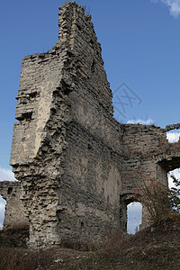 乌克兰Sidorov村城堡的废墟堡垒蓝色建筑建筑学灰色天空防御图片