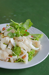 泰式食品沙拉绿色盘子蔬菜洋葱胡椒营养辣椒红色食物图片