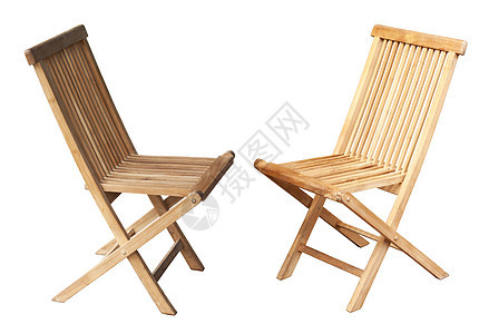白色背景上的两把木椅休息风格家具椅子古董木头棕色装饰座位图片