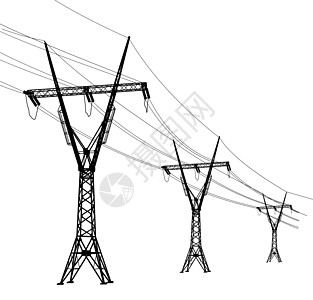 高压电力线的轮廓 矢量图插图工业活力建造工程危险基础设施接线网络电缆图片