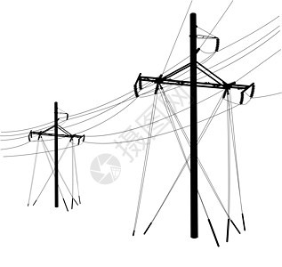 高压电力线的轮廓 矢量图接线插图建造力量电压活力电缆工业电气工程图片