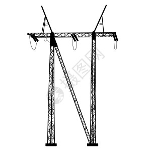 高压电力线的轮廓 矢量图插图建造电缆活力变压器危险力量绝缘体基础设施黑色图片