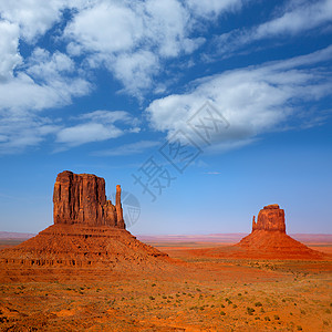 纪念碑西谷和东米唐 Butte Utah手套纪念碑公园橙子天空岩石国家地标编队石头图片