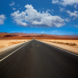 沙漠国家公园死亡谷直径道路黏土蓝色沙漠干旱公园死亡砂岩天空水泥地质学图片