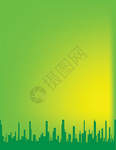 绿色城市背景景观建筑学摩天大楼日落建筑物插图日出绘画背景图片