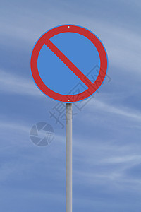 禁止停车蓝色红色标志天空指示牌交通路标背景图片