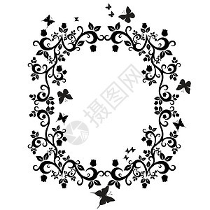 用于设计花朵装饰品的黑色白白色美丽插图书法繁荣奢华螺旋叶子蕾丝邀请函漩涡滚动风格图片