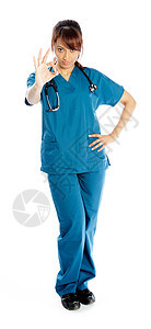 有吸引力的印度妇女孤立在白种背景上医疗全科保健护士医护人员蓝色医学医生女性悲伤图片