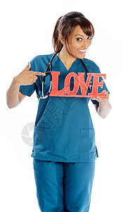 有吸引力的印度妇女孤立在白种背景上全科幸福医护人员浪漫医生微笑喜悦工作医疗职业图片