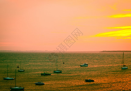 美丽的海日落地平线游艇海洋热带海浪航行太阳日出帆船游客图片