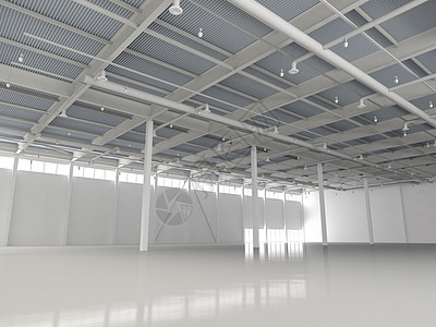 新的现代空空仓库房间库存框架安全包装工厂商业植物场景大厅图片