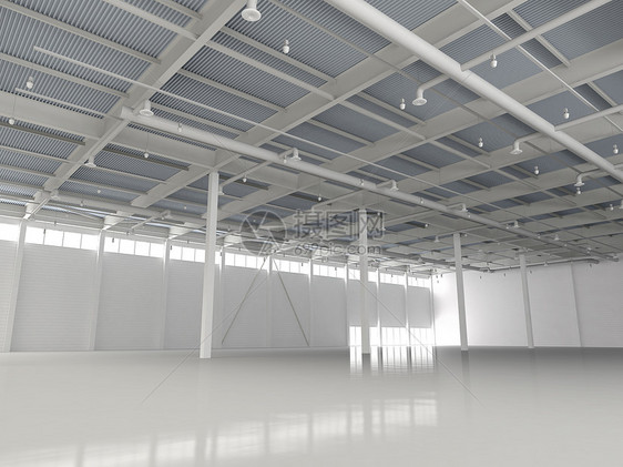 新的现代空空仓库房间库存框架安全包装工厂商业植物场景大厅图片