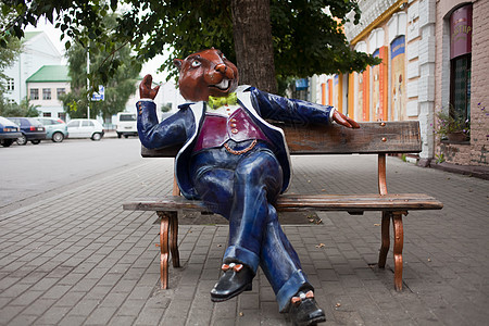 城市雕塑海狸 波布鲁伊斯克 白俄罗斯图片