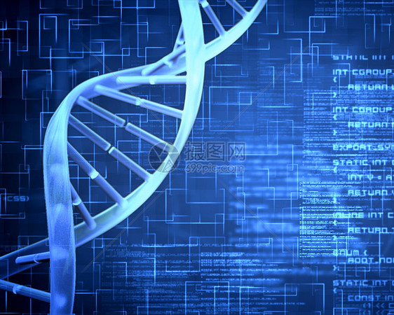 蓝色DNA螺旋与纹理图片