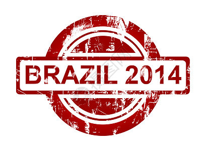 巴西2014年邮票足球边界框架橡皮圆形褪色图章红色印刷文档图片