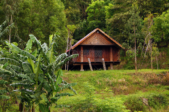 在自然场景中 孤独的地处空荡荡荡的小屋族裔农村木板航道日光少数民族传统柱子地方国家图片