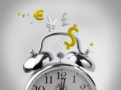 时间就是金钱绘图黄色铃声数字经济计算机货币概念性商业金属图片