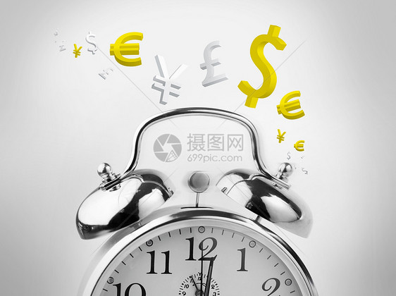 时间就是金钱黄色商业绘图概念性铃声货币金属数字计算机经济图片