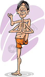 瑜伽姿势男子卡通插图图片