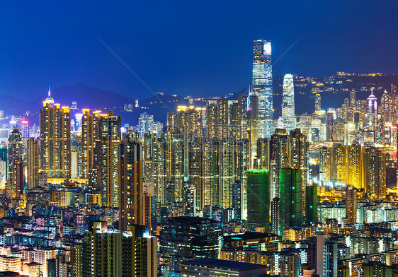 夜里香港市风景居所住宅房屋住房公寓建筑民众城市景观图片