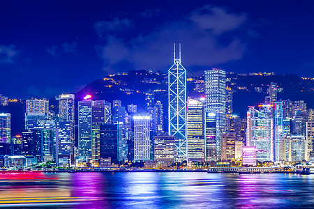 香港晚上的天线天际公司港口地标建筑办公楼商业企业景观天空图片