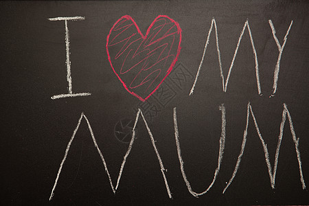 我喜欢我母亲的留言 画在黑板上和粉笔图片