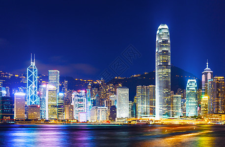 香港夜市风景市中心景观场景摩天大楼金融天际高楼目的地城市旅行图片