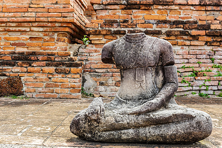 泰国Ayuttaya断佛宗教国家历史性冥想信仰历史建筑学公园寺庙佛塔图片