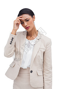 怀着头抱头的女商务人士公司女士女性套装苦恼衬衫压力人士夹克商务图片